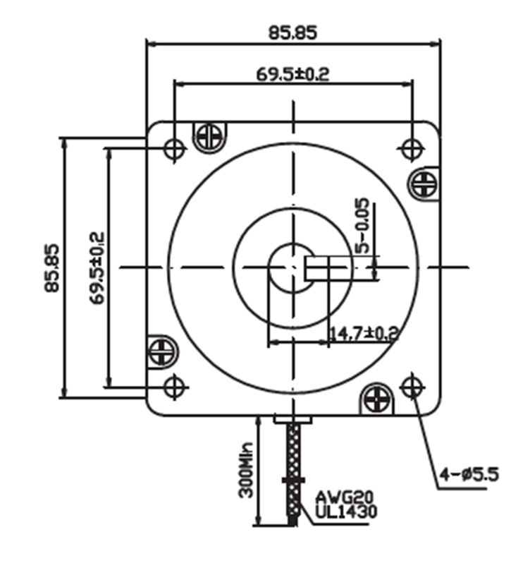 86兩相步進(jìn)電機(jī)外形尺寸圖